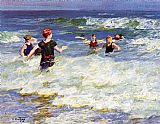 Edward Henry Potthast Famous Paintings - In the Surf 1